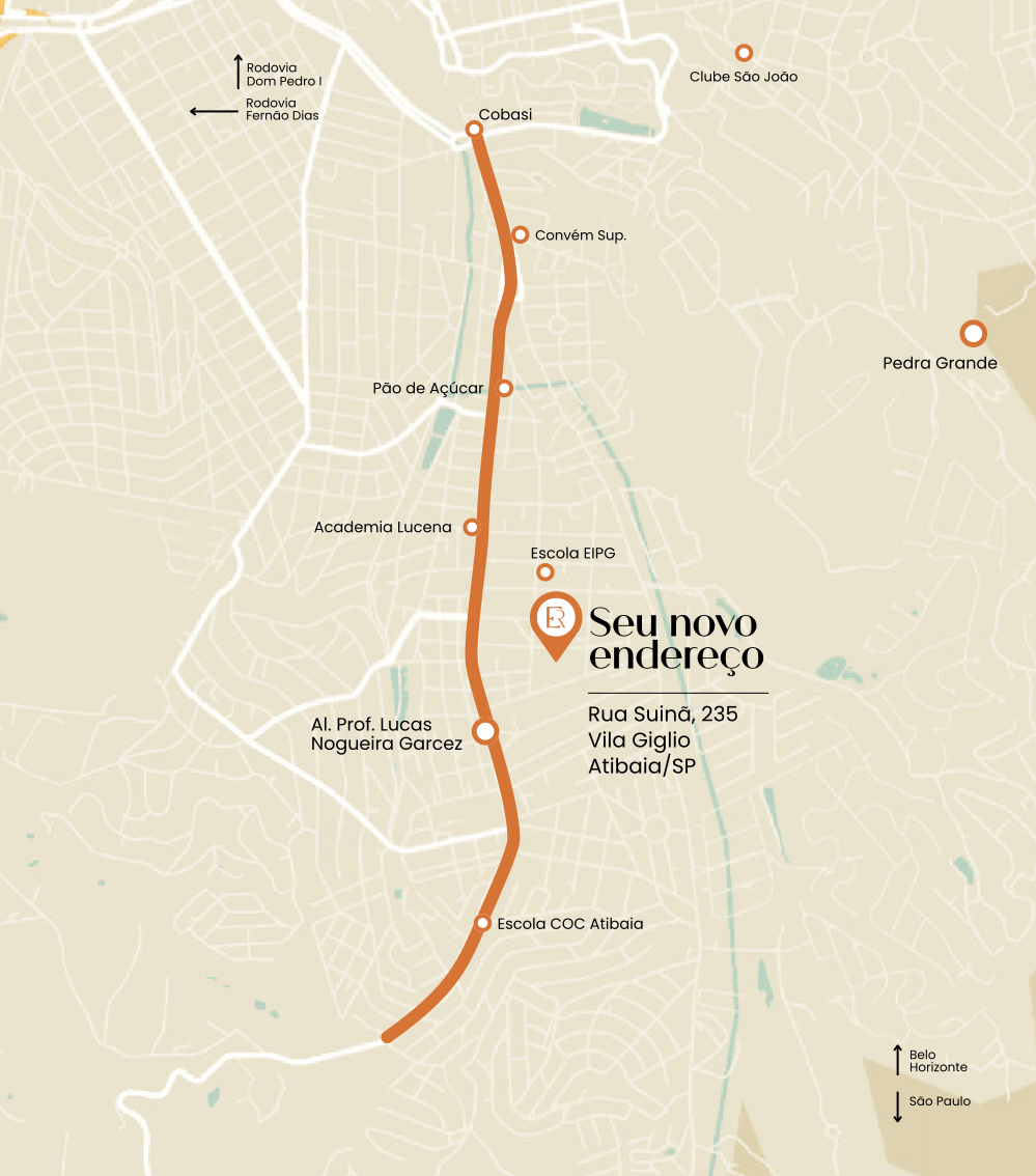 Mapa mostrando a localização do Elysium Residences em Atibaia